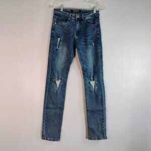 PUBLIC SUPPLY CO. New York Blue Skinny Jeans Distressed Details Men's Size 30/32